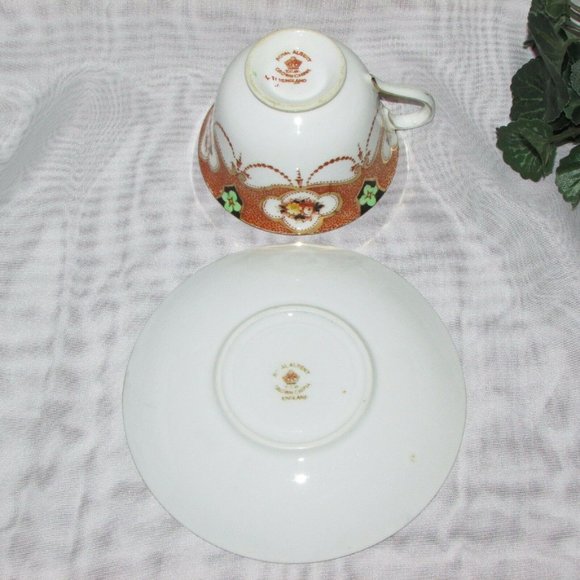 Antique Royal Albert Crown China Cup & Saucer Imari Style Cottagecore Vintage - Picture 7 of 13